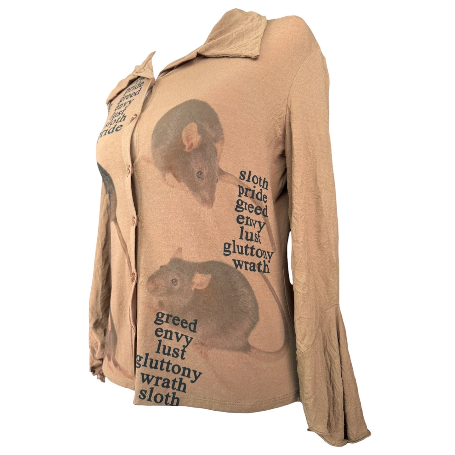7 DEADLY RATS BROWN BLOUSE - M