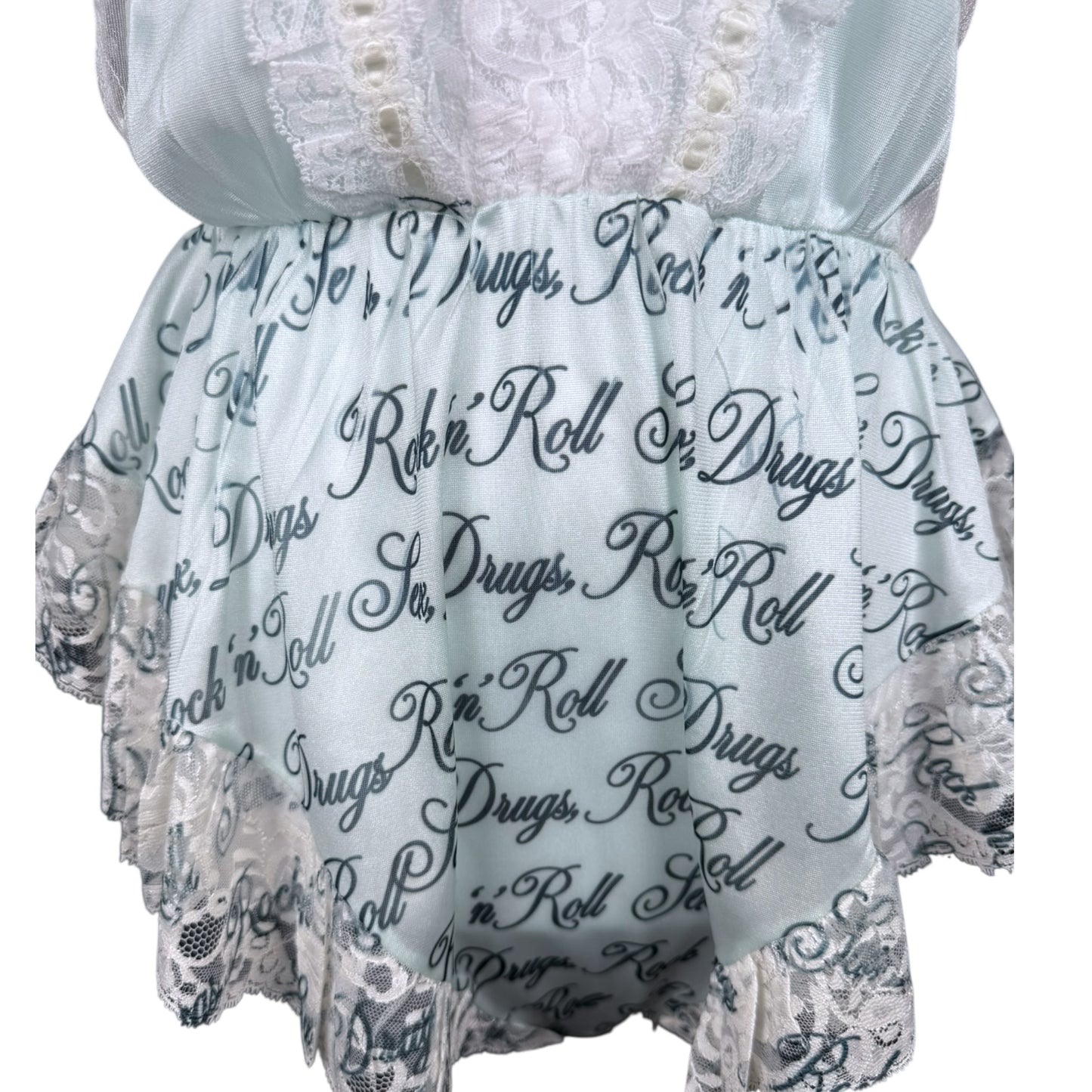 SEX DRUGS ROCK N ROLL LACE BODYSUIT - L