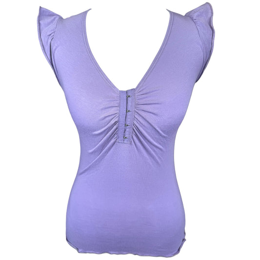 VINTAGE LAVENDER LETTUCE HEM CAP SLEEVE TOP l S