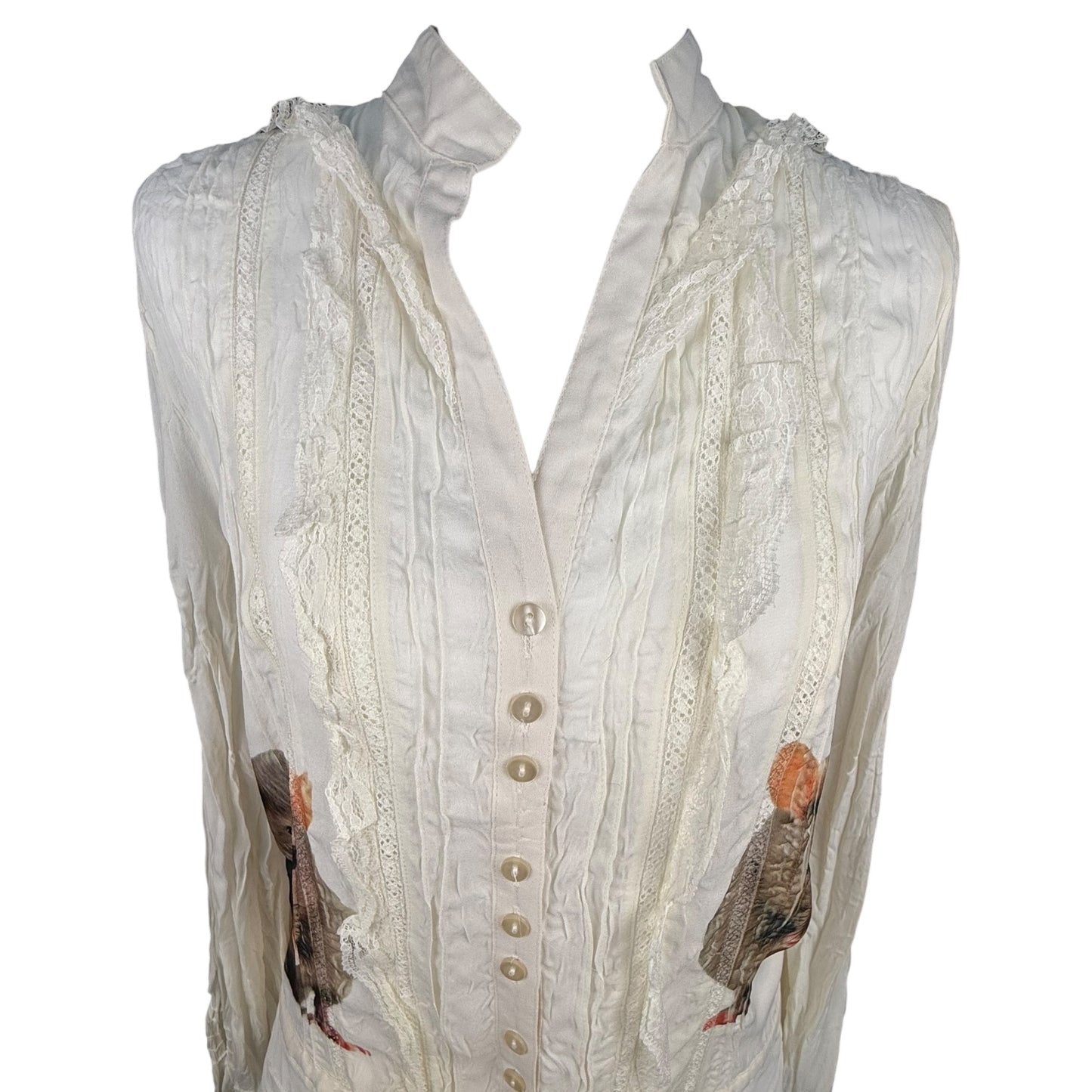 RAT CREAM LACE TIE BLOUSE - S