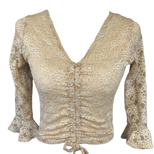 VINTAGE BEIGE LACE CROP TOP l XS