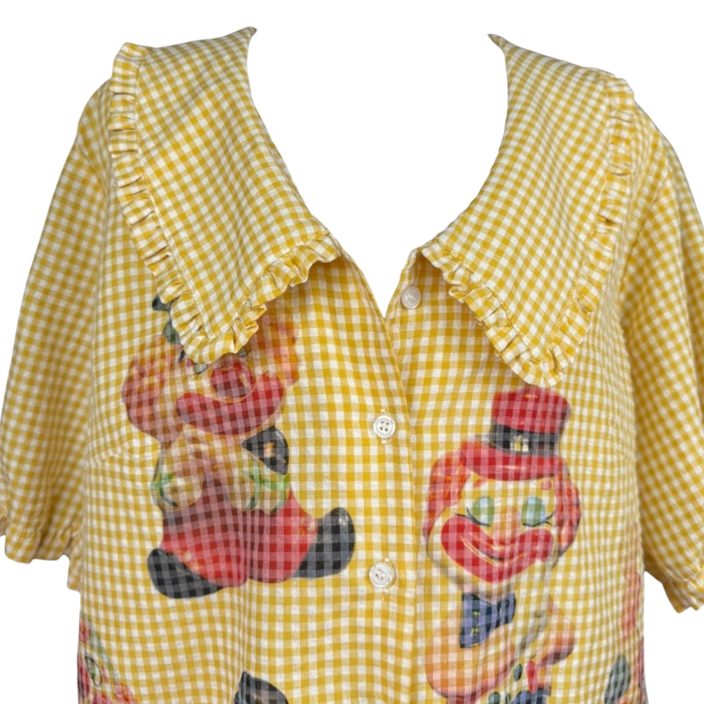 FUNNY GINGAM YELLOW BLOUSE - L