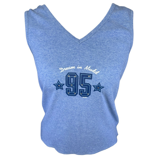 VINTAGE BLUE RHINESTONE TANK TOP l M