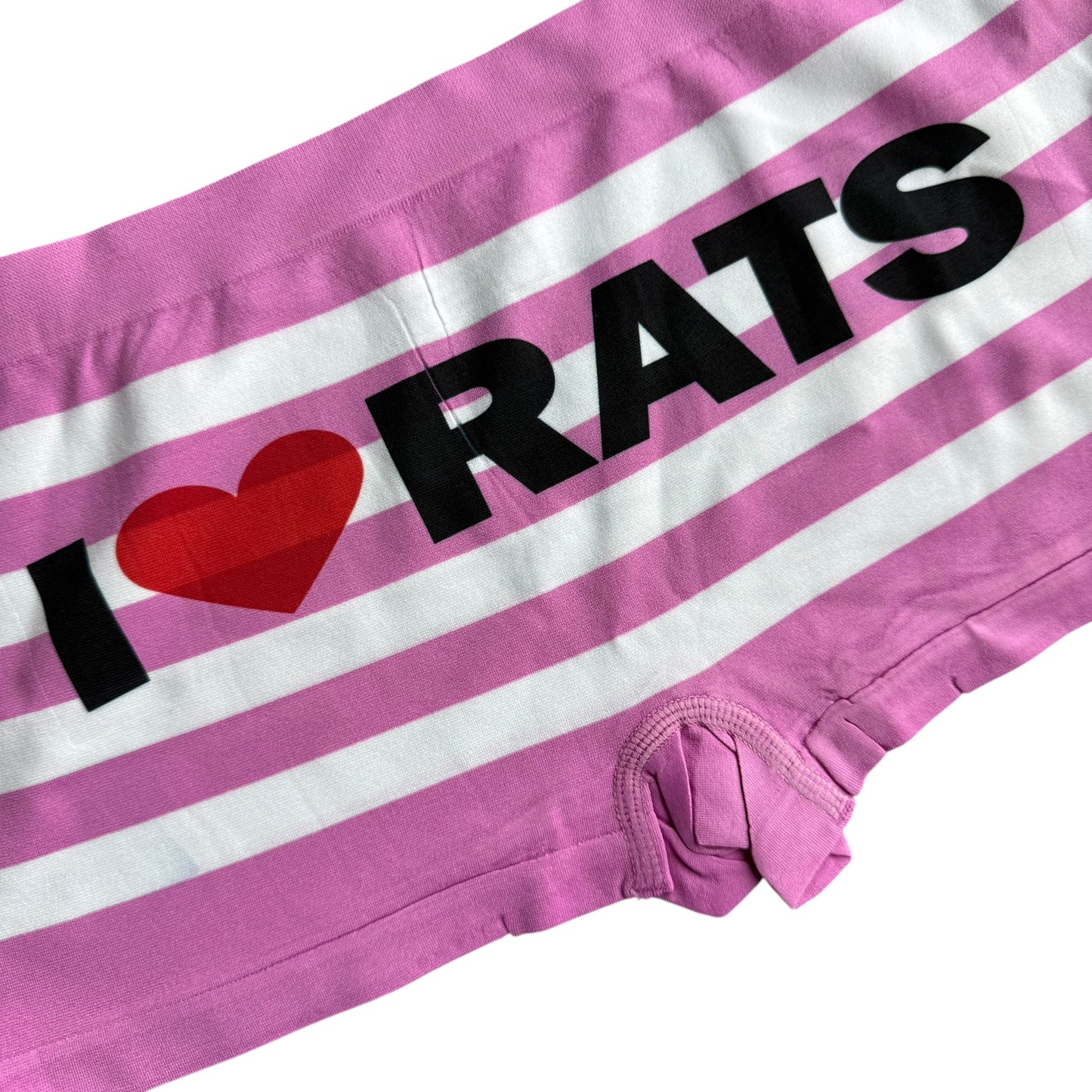 I LOVE RATS PINK STRIPED BOY SHORT UNDIES SAMPLE - XL