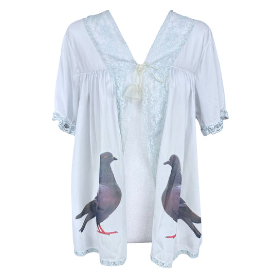 BLUE PIGEON TIE UP NIGHTIE TOP - L
