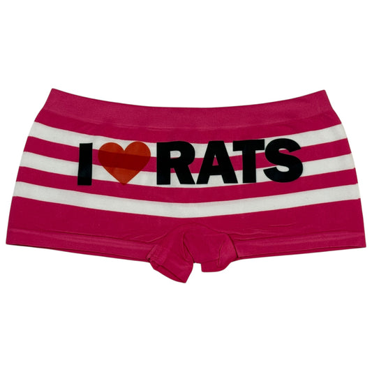 I LOVE RATS DARK PINK STRIPE BOYSHORT UNDIES