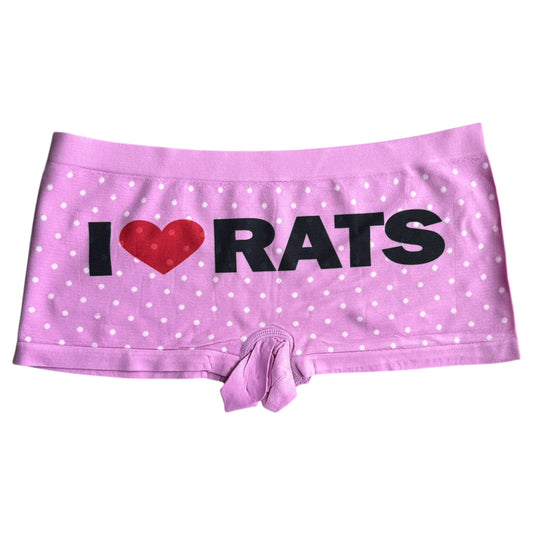 I LOVE RATS PINK POLKA DOT BOY SHORT UNDIES - L
