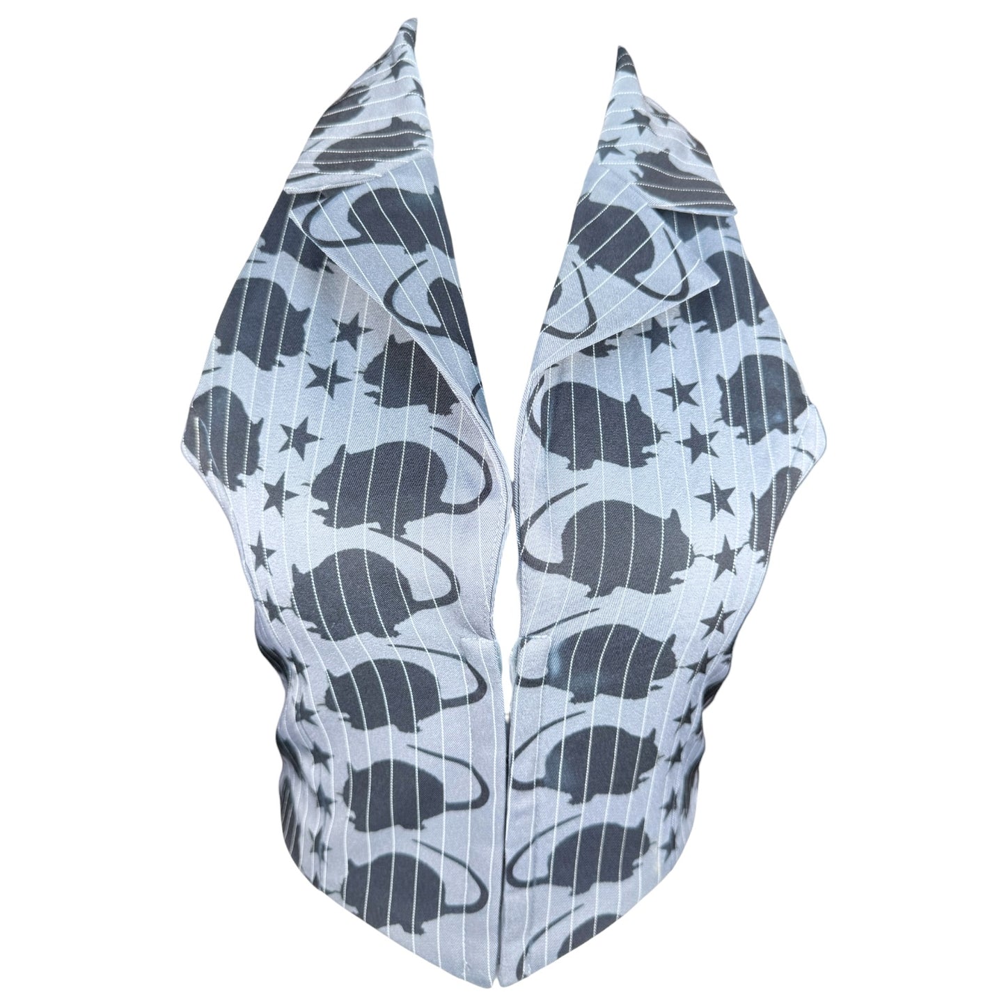 PUNK RAT GRAY STRIPED VEST - XS