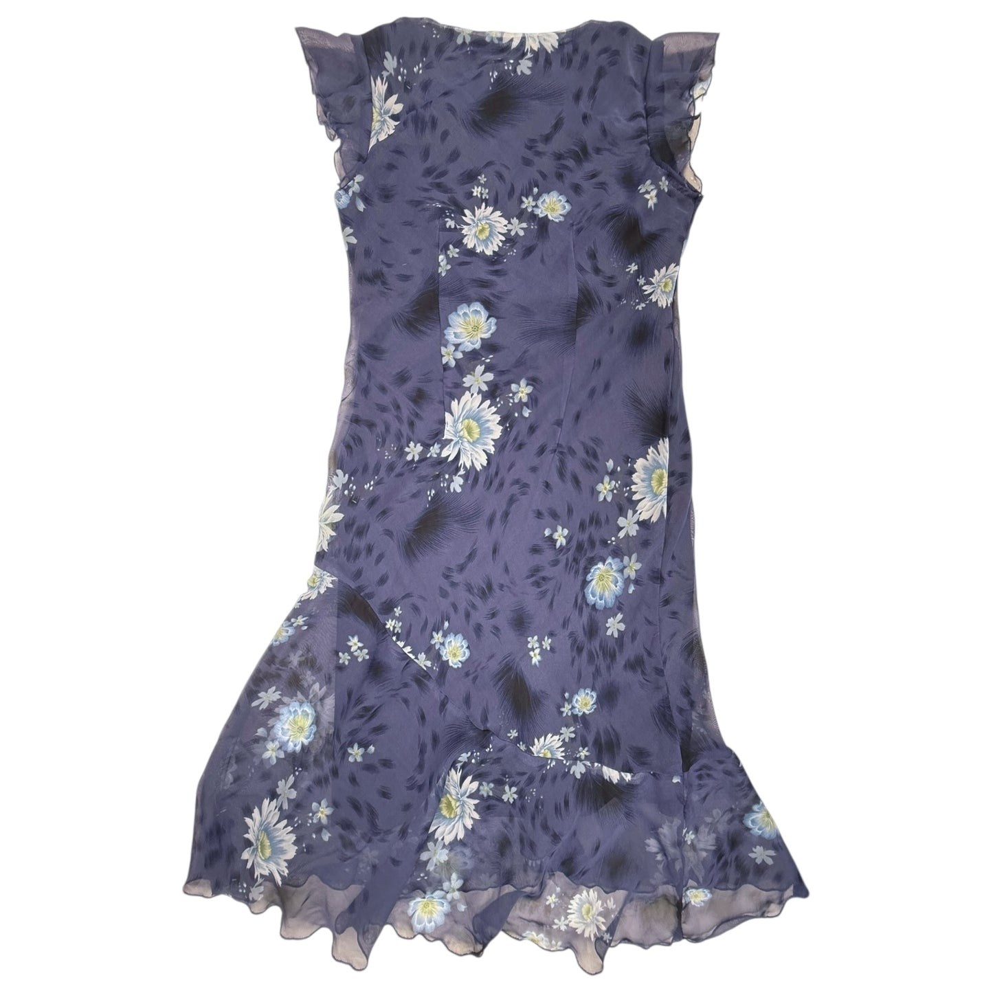 VINTAGE BLUE FLORAL DRESS l L