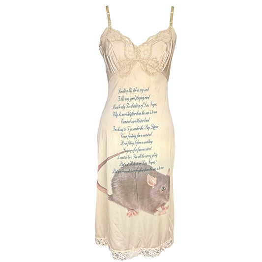 HEAVEN OR RAT? BEIGE SLIP DRESS - S