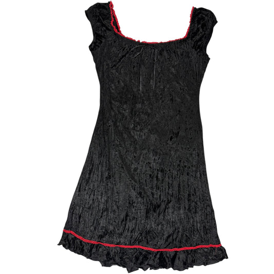 VINTAGE GOTH BLACK VELVET DRESS l M