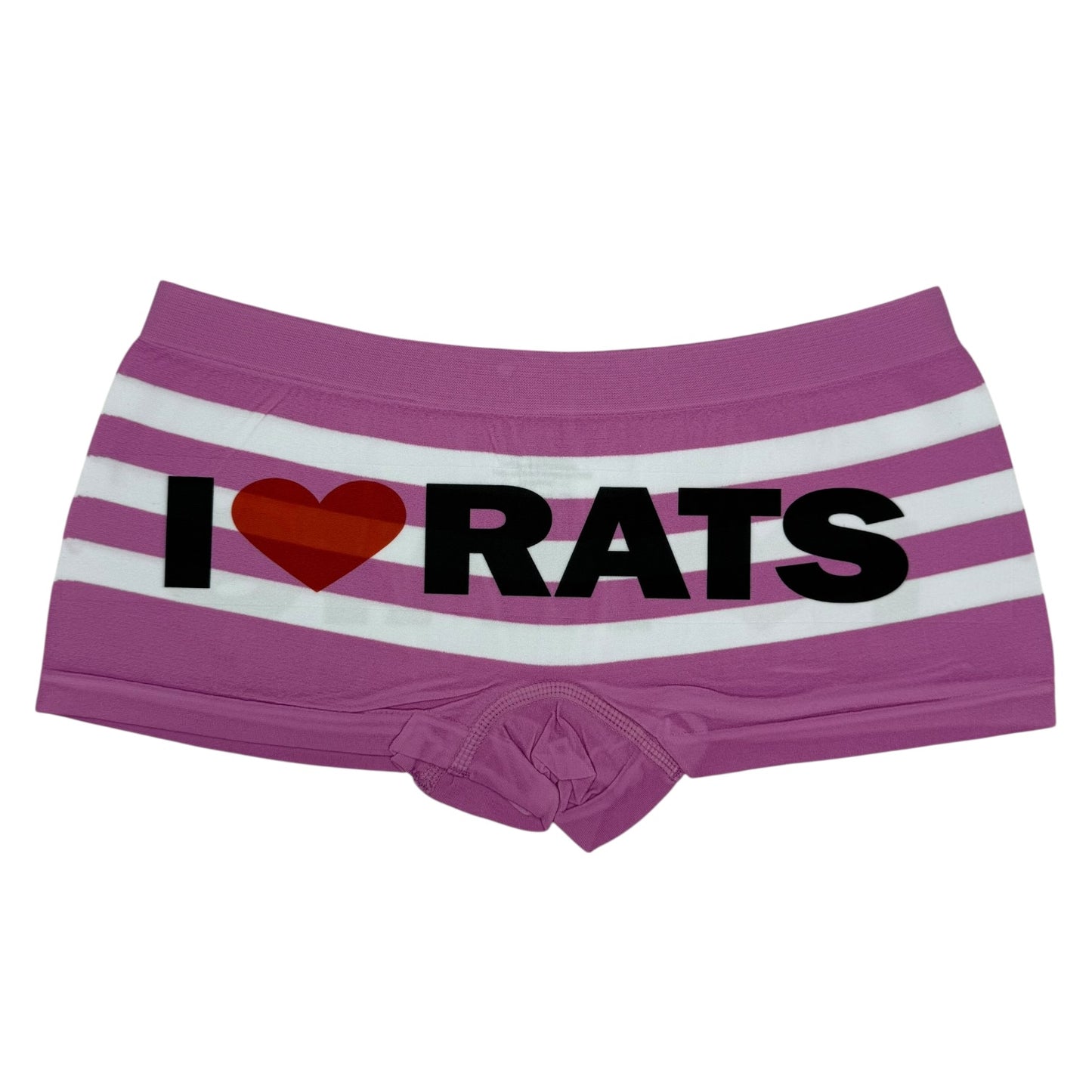 I LOVE RATS PINK STRIPE BOYSHORT UNDIES - M