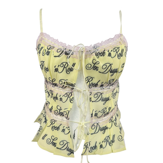 SEX DRUGS ROCK N ROLL LACE CAMI TOP - S