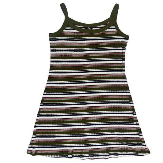 VINTAGE NO BOUNDARIES GREEN BLACK AND WHITE STRIPED SLEEVELESS DRESS l S