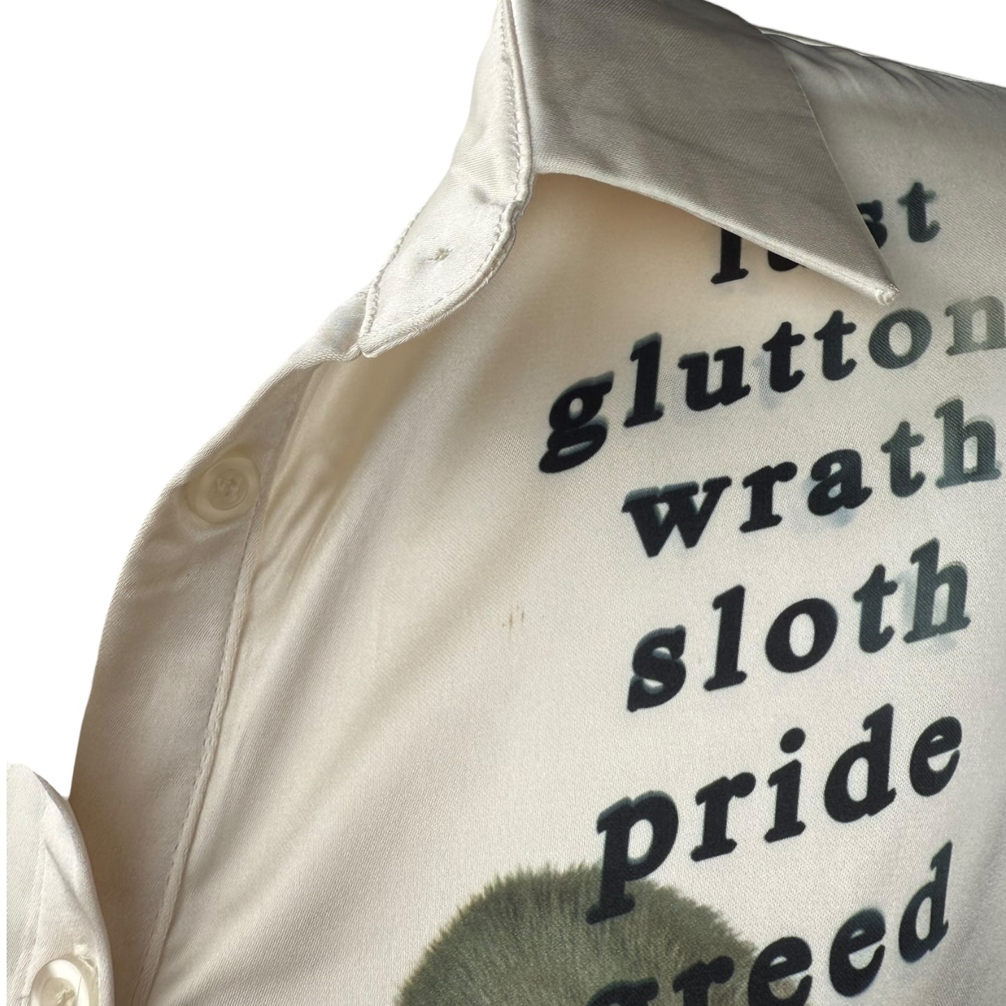 7 DEADLY RATS SLINKY WHITE BUTTON UP - XS