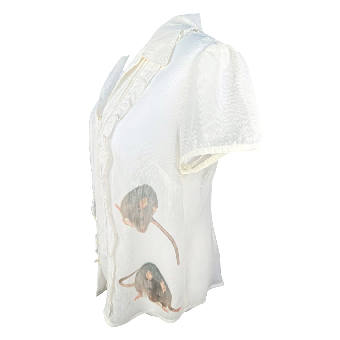 RAT RUFFLE WHITE BLOUSE - L