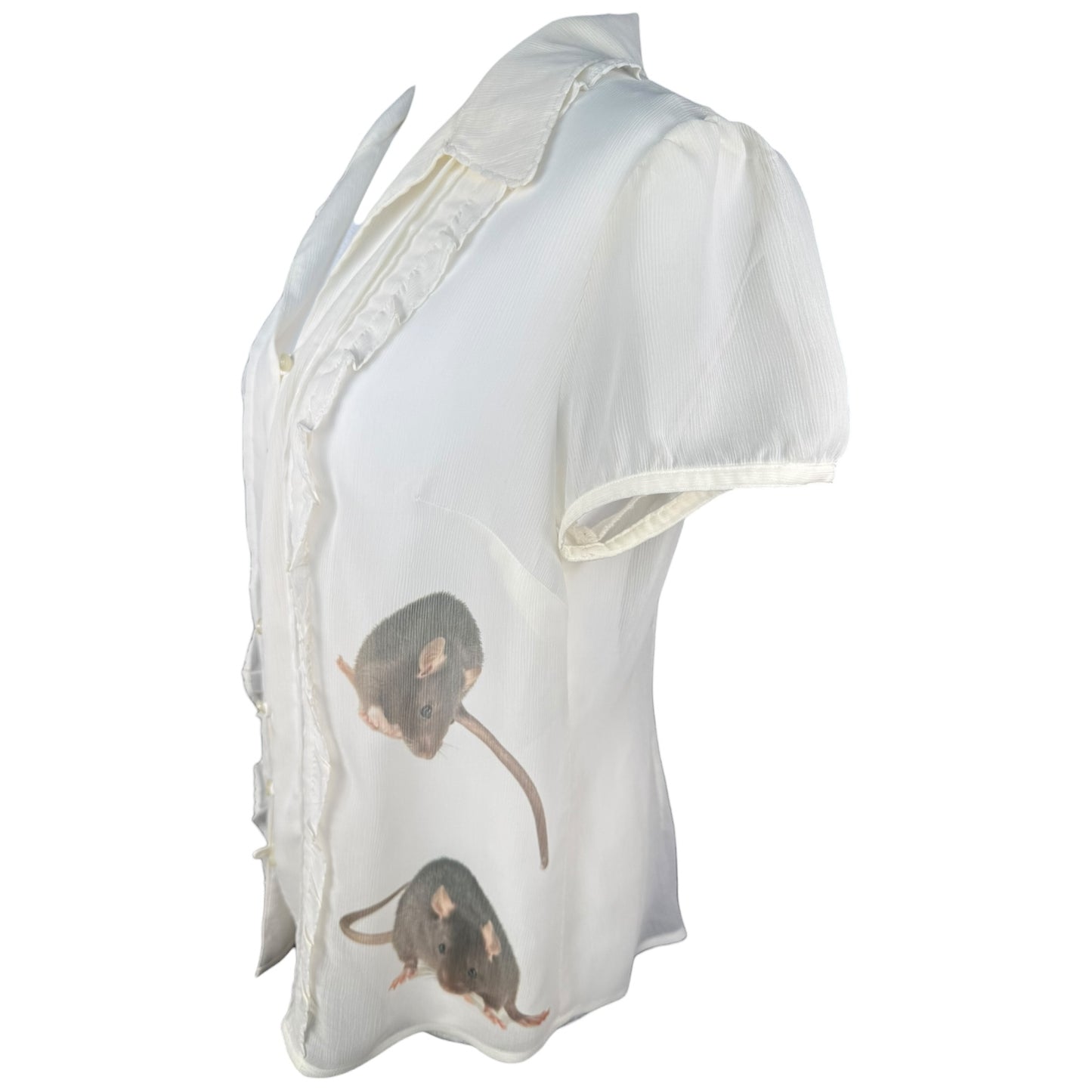 RAT RUFFLE WHITE BLOUSE - L