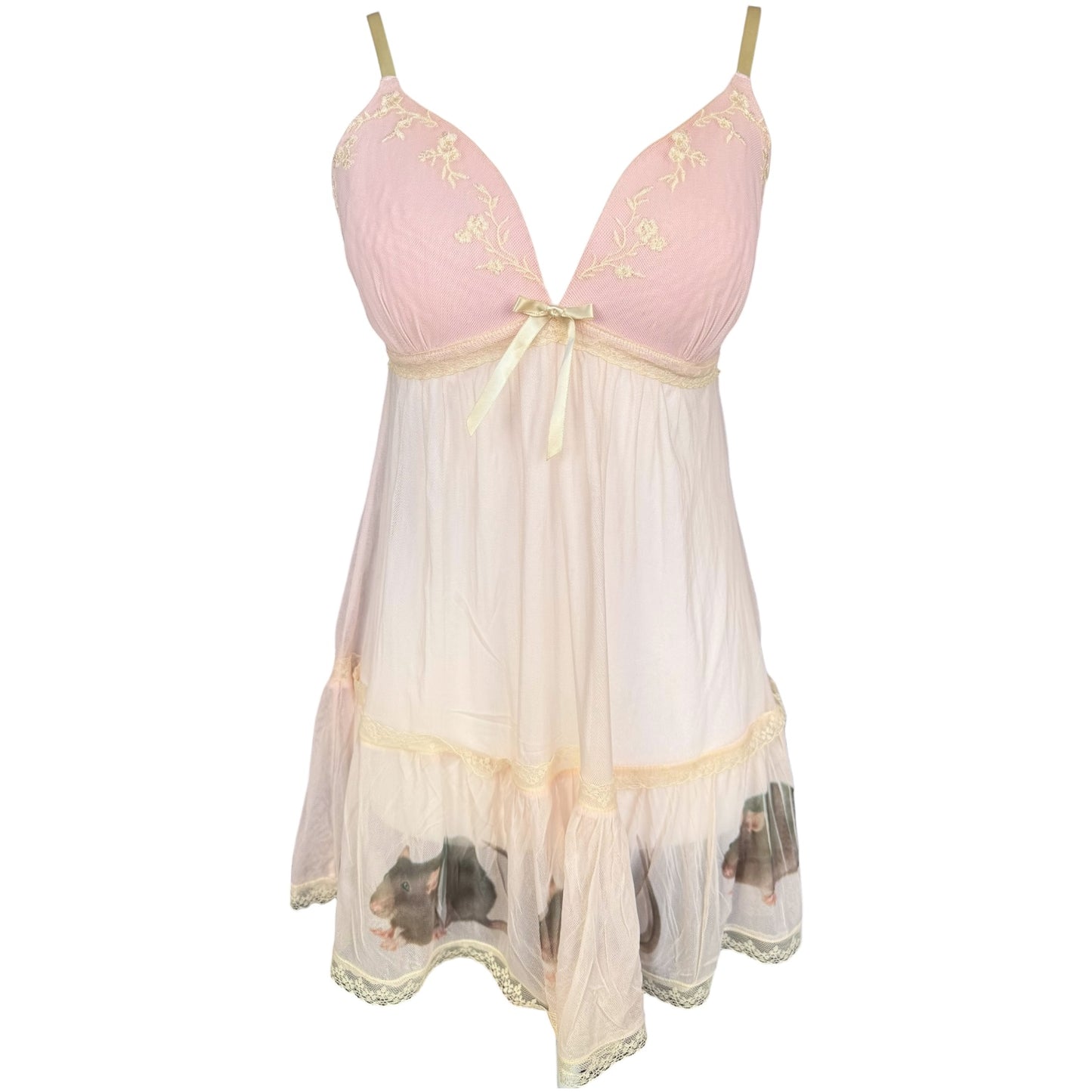 RAT PINK LACE BOW TANK - M