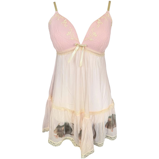 RAT PINK LACE BOW TANK - M