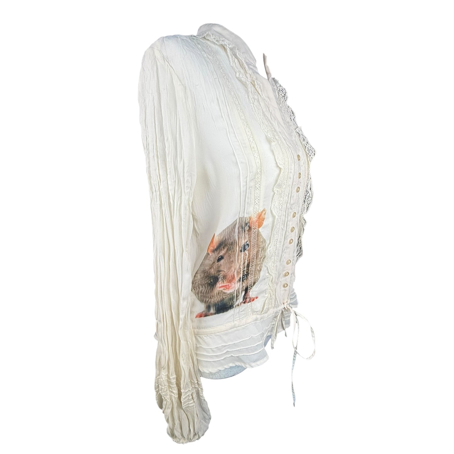 RAT CREAM LACE TIE BLOUSE - S