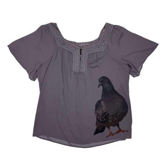 BIG PIGEON GREY SHEER PEASANT BLOUSE - 2XL