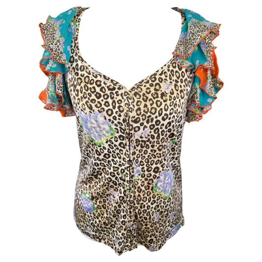 VINTAGE LEOPARD AND FLORAL PRINT TANK TOP l M