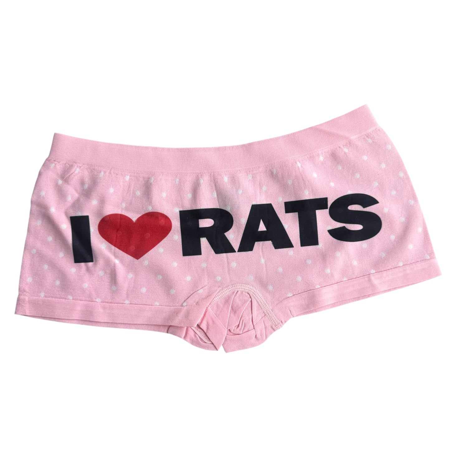 I LOVE RATS LIGHT PINK POLKA DOT BOY SHORT UNDIES - M