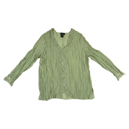 VINTAGE GREEN BUTTON UP LONG SLEEVE l 3X/4X