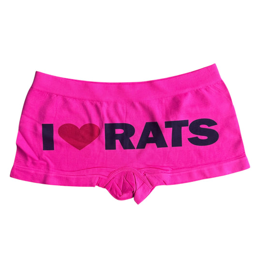 I LOVE RATS HOT PINK BOY SHORT UNDIES - M