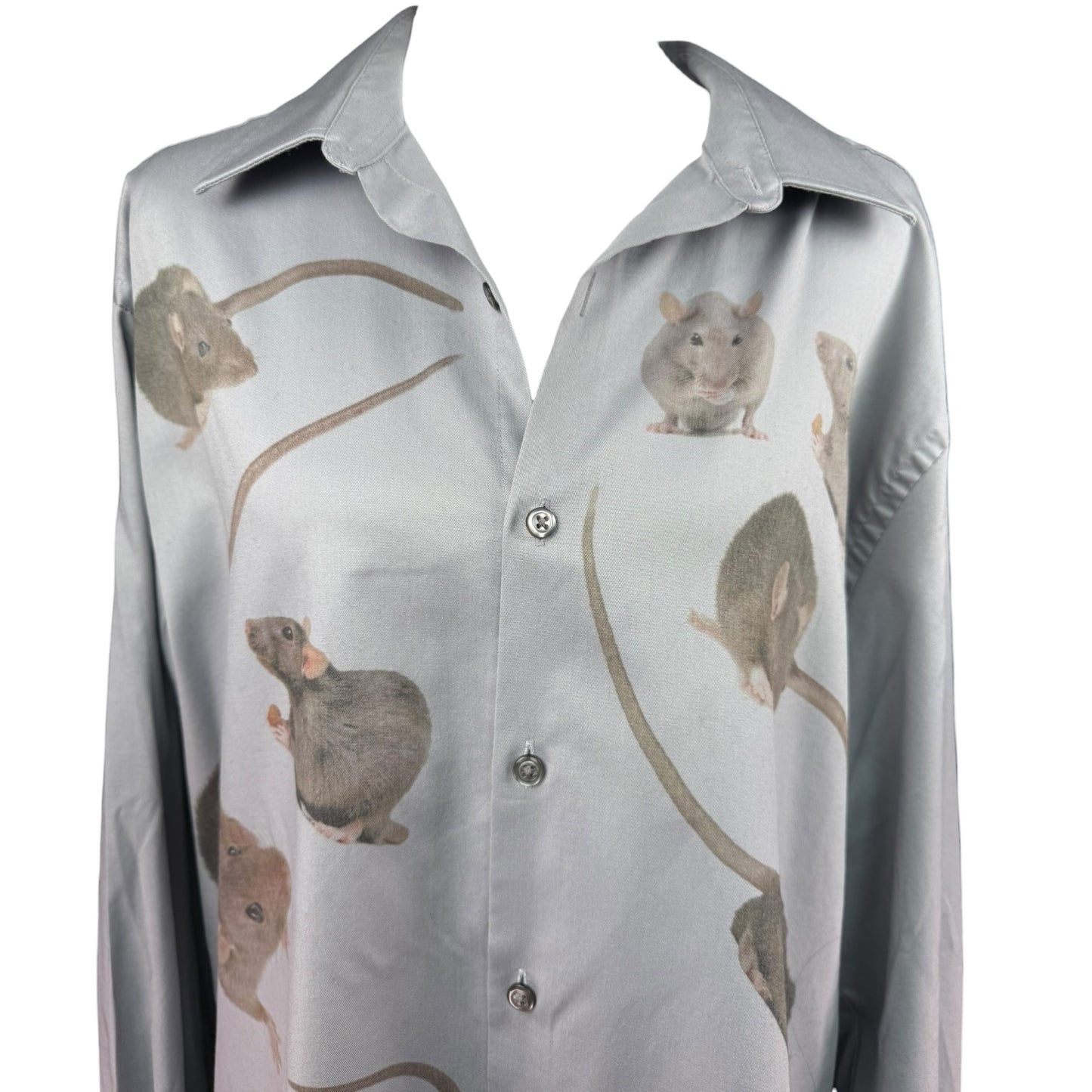 GRAY RAT BUTTON UP - XL