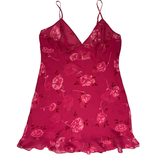 VINTAGE DARK PINK FLORAL SLIP DRESS l L