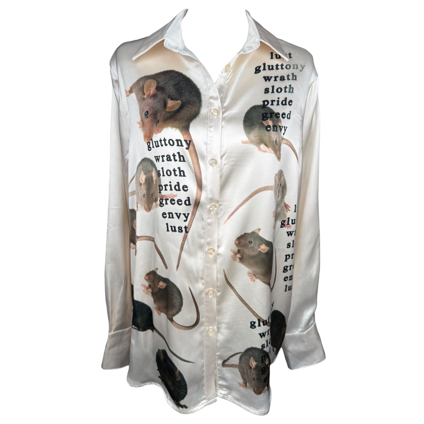 7 DEADLY RATS SLINKY WHITE BUTTON UP - XS
