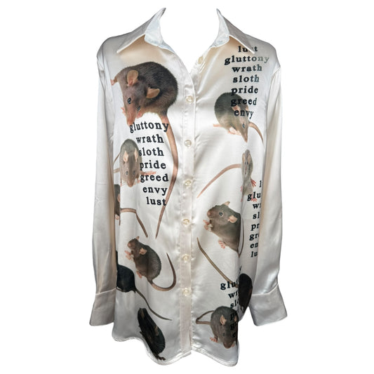 7 DEADLY RATS SLINKY WHITE BUTTON UP - XS