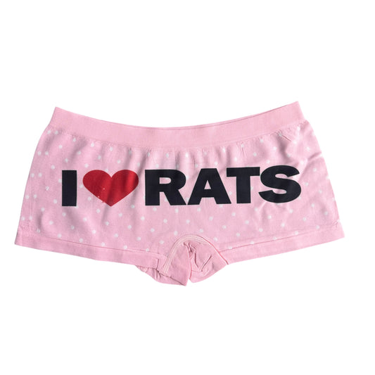 I LOVE RATS LIGHT PINK POLKA DOT BOY SHORT UNDIES - M