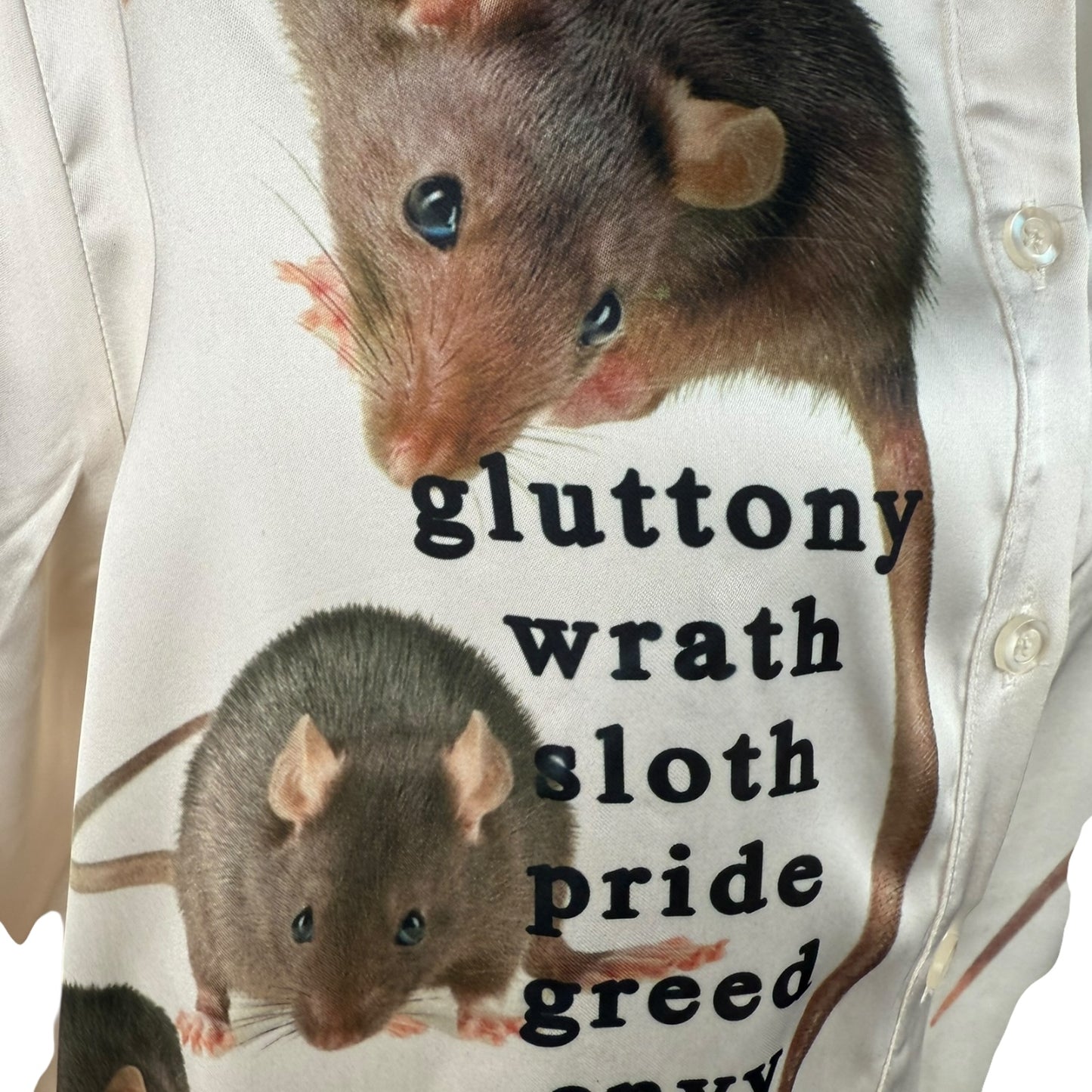 7 DEADLY RATS SLINKY WHITE BUTTON UP - XS