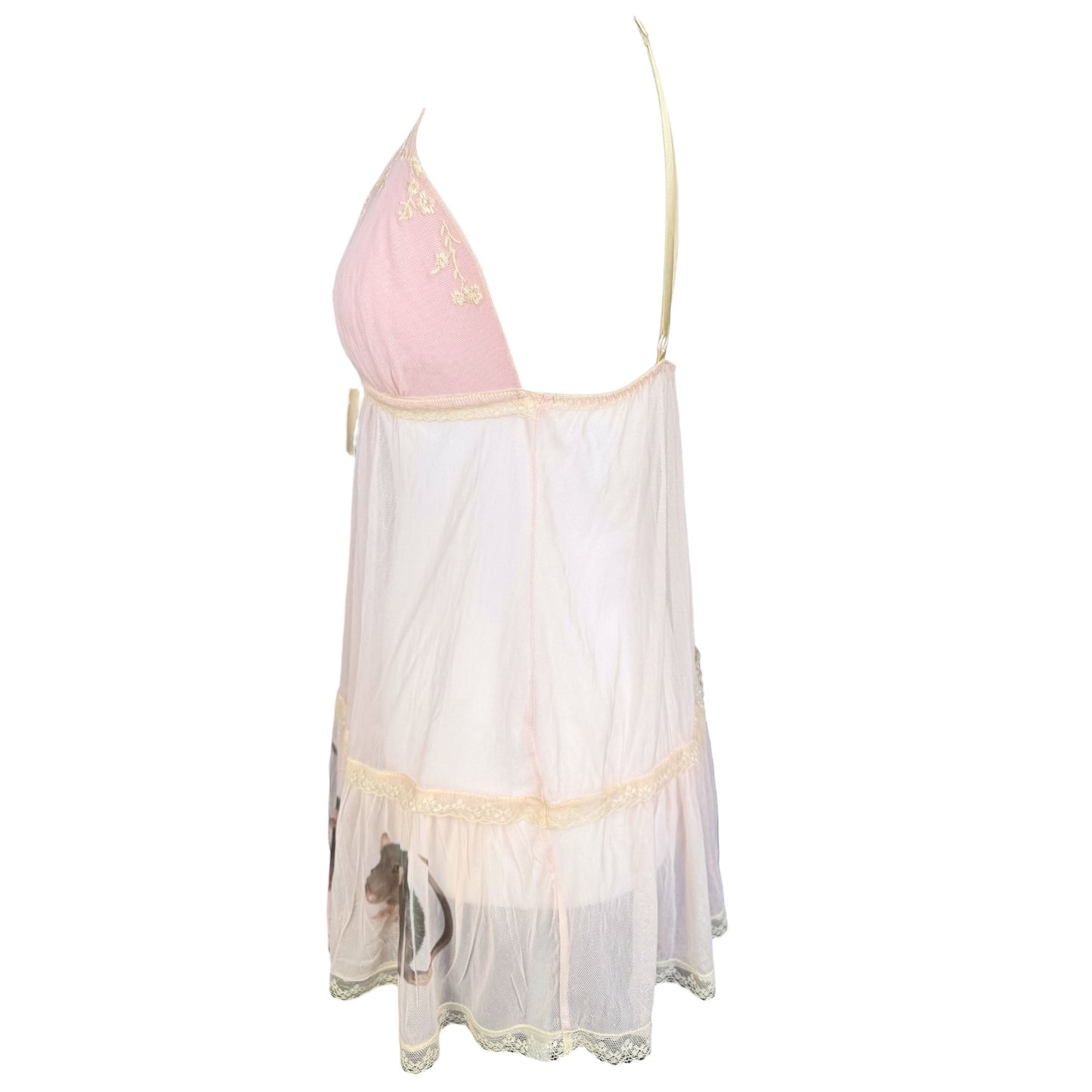 RAT PINK LACE BOW TANK - M