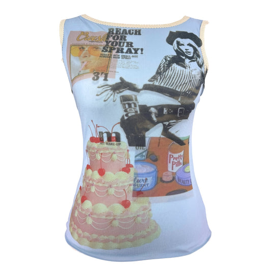 PRETTY PILLS BLUE TANK TOP - XS/S