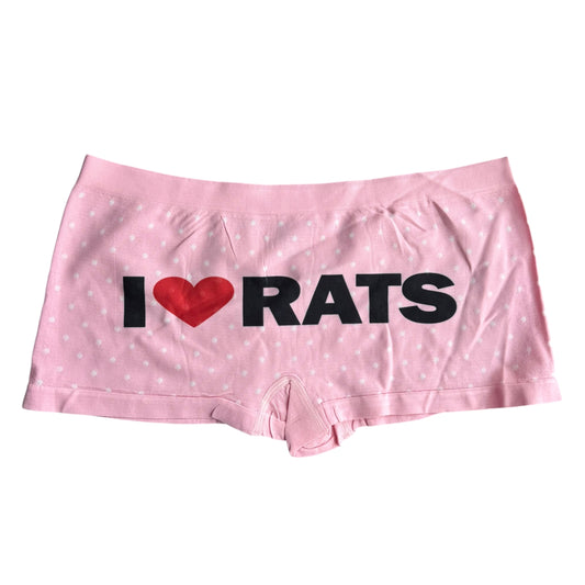 I LOVE RATS LIGHT PINK WHITE POLKA DOT BOY SHORT UNDIES - XL
