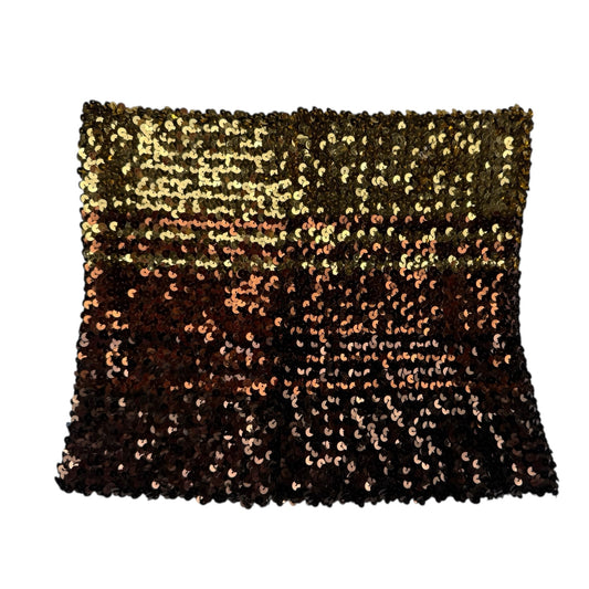 VINTAGE SEQUINED GOLD AND BROWN TUBE TOP l XS