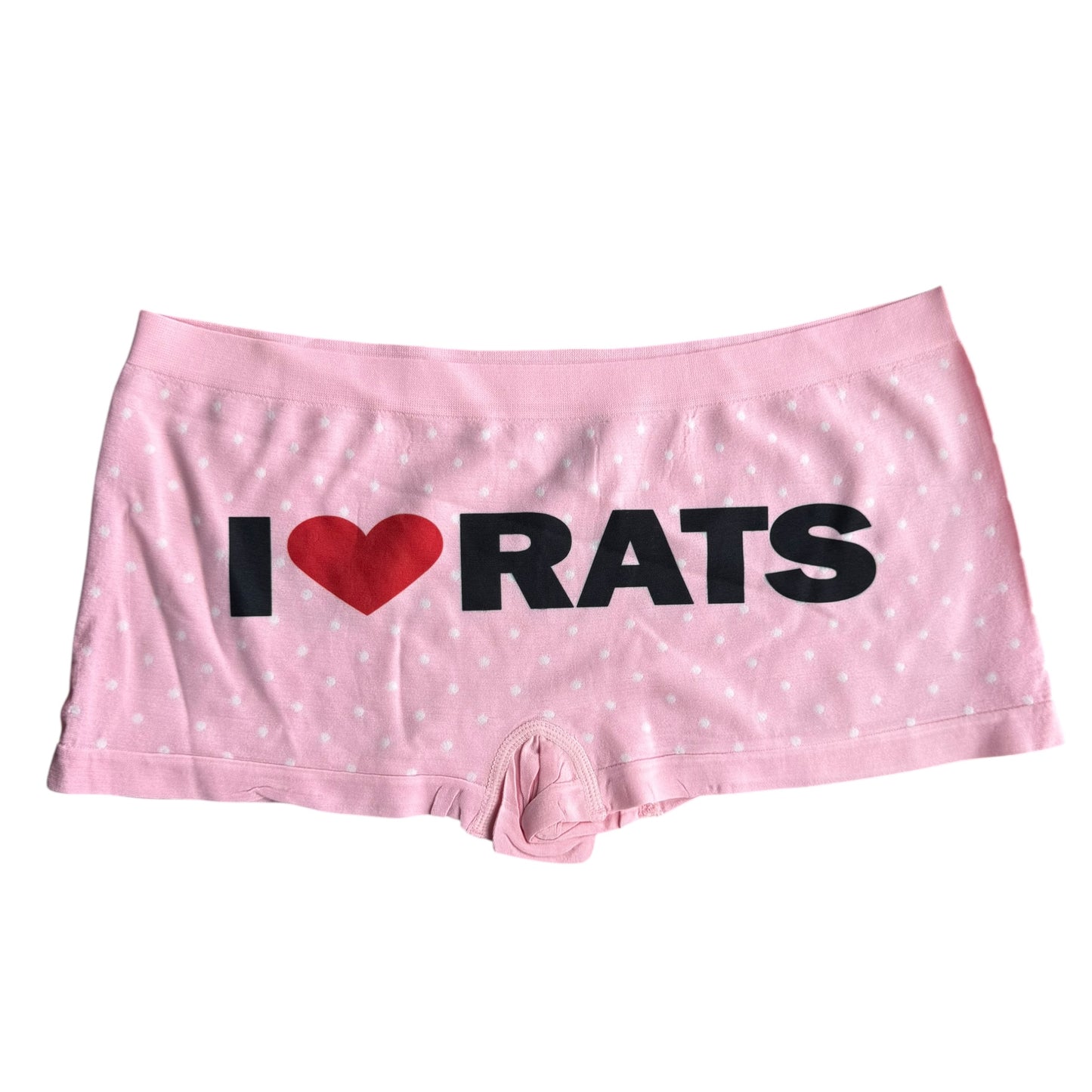 I LOVE RATS LIGHT PINK WHITE POLKA DOT BOY SHORT UNDIES - XL