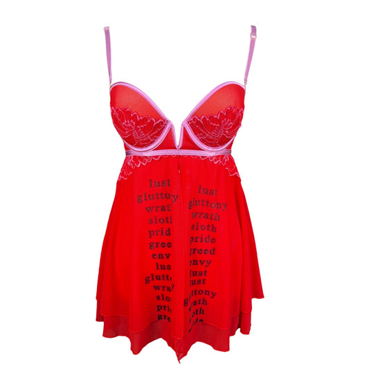 7 DEADLY SINS RED BABYDOLL TANK - XS
