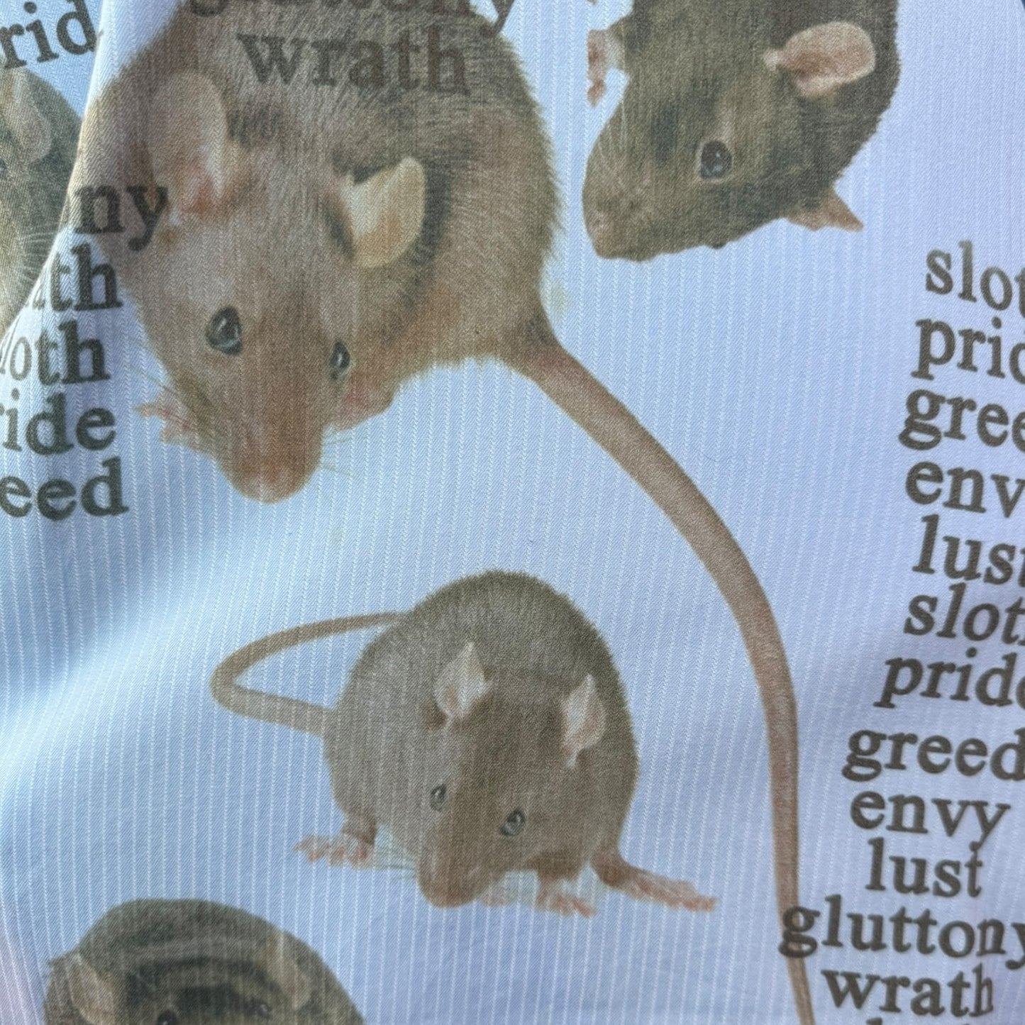 7 DEADLY RATS BLUE BUTTON UP - XL