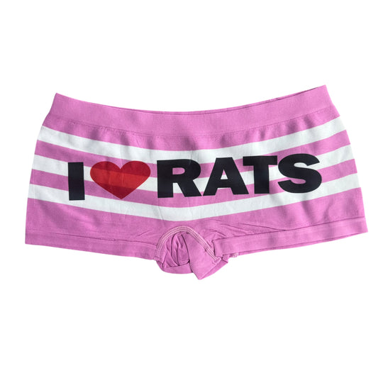 I LOVE RATS PINK STRIPED BOY SHORT UNDIES - M