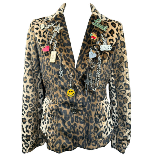 CHERRY LUST LEOPARD BLAZER JACKET - M