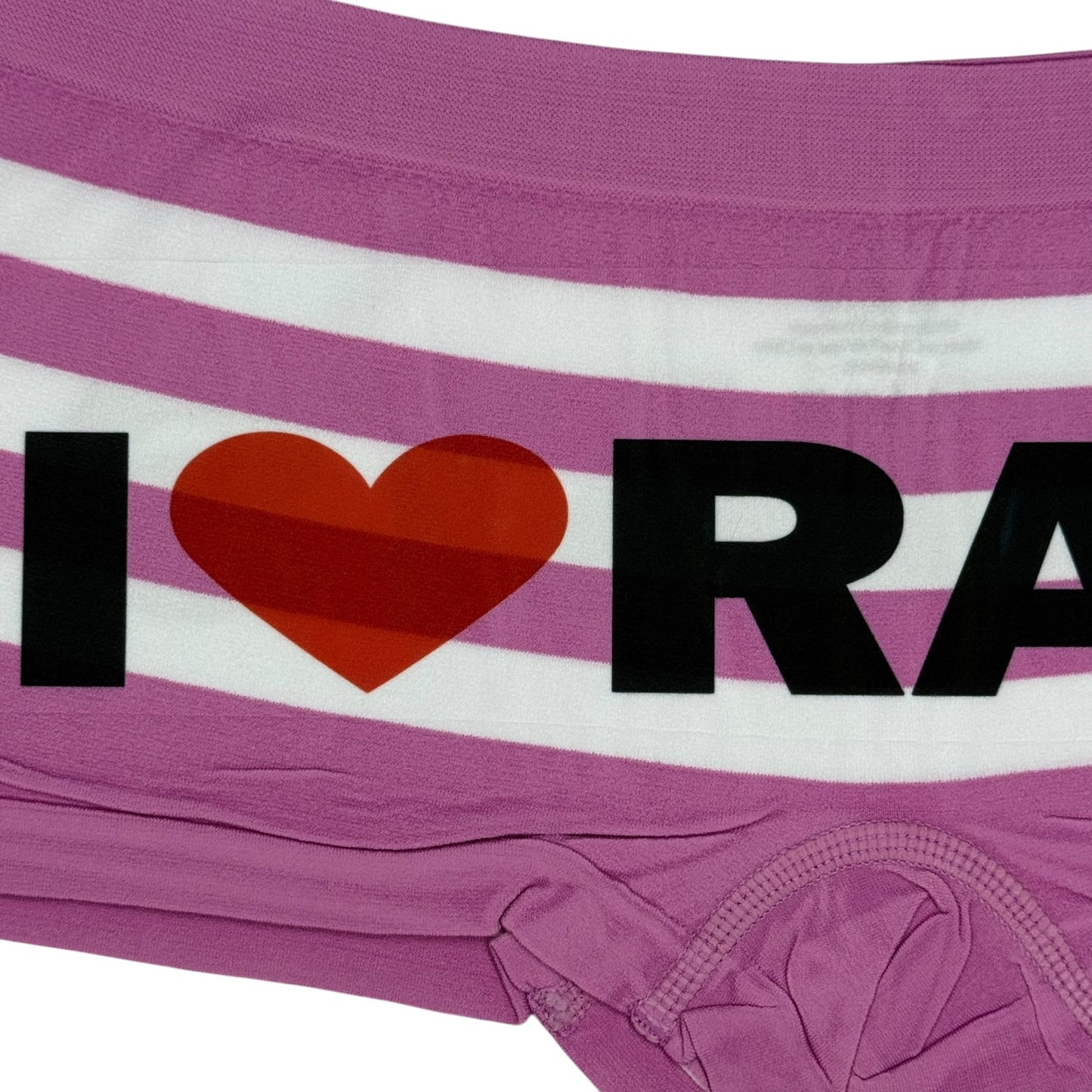 I LOVE RATS PINK STRIPE BOYSHORT UNDIES - M