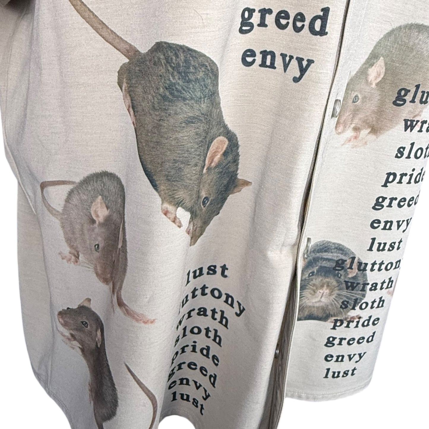 7 DEADLY RATS TAN SHORT SLEEVE BUTTON UP - 2XL