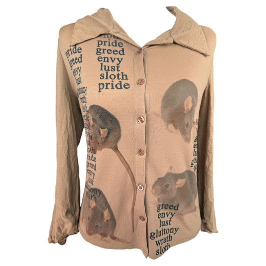 7 DEADLY RATS BROWN BLOUSE - M