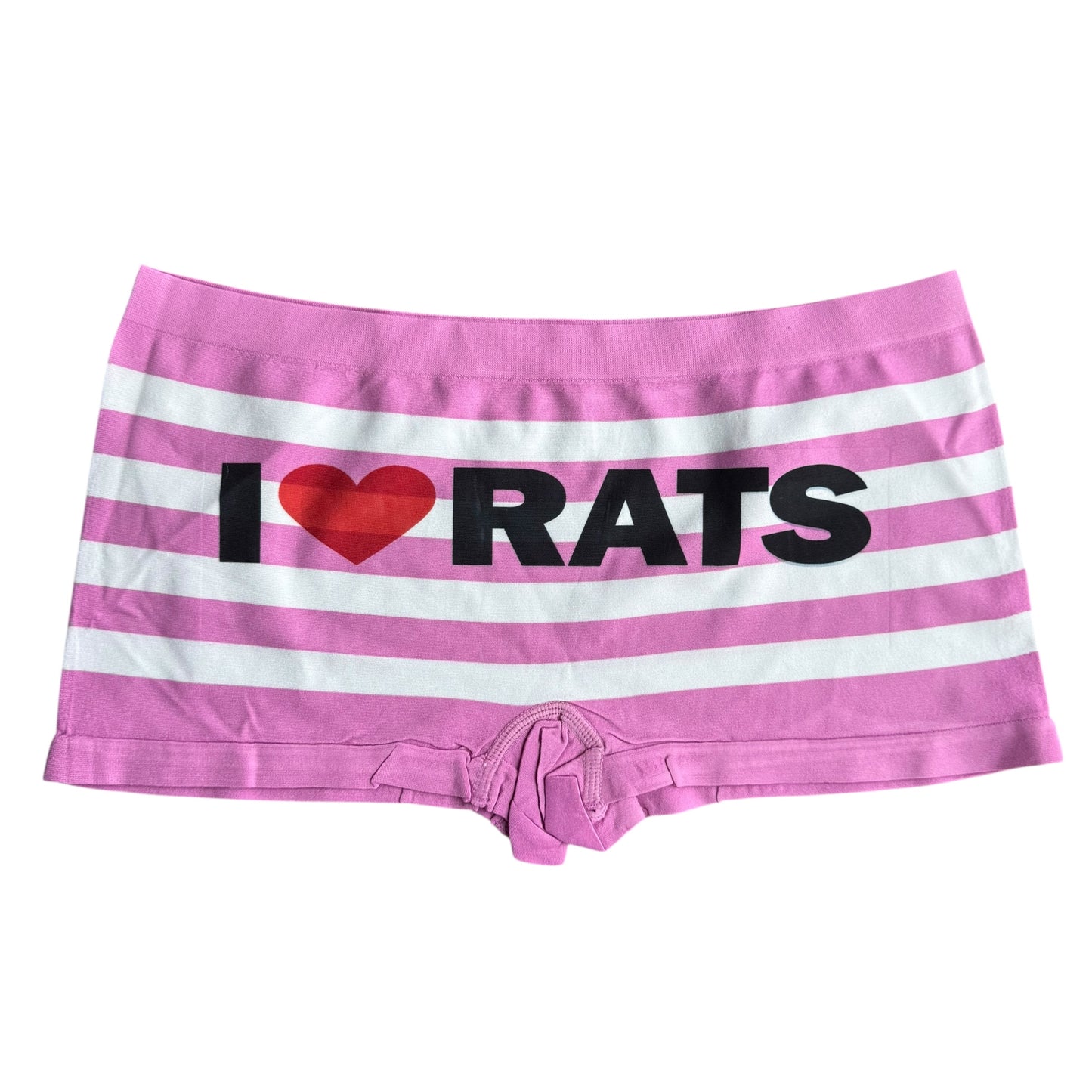 I LOVE RATS PINK STRIPED BOY SHORT UNDIES SAMPLE - XL