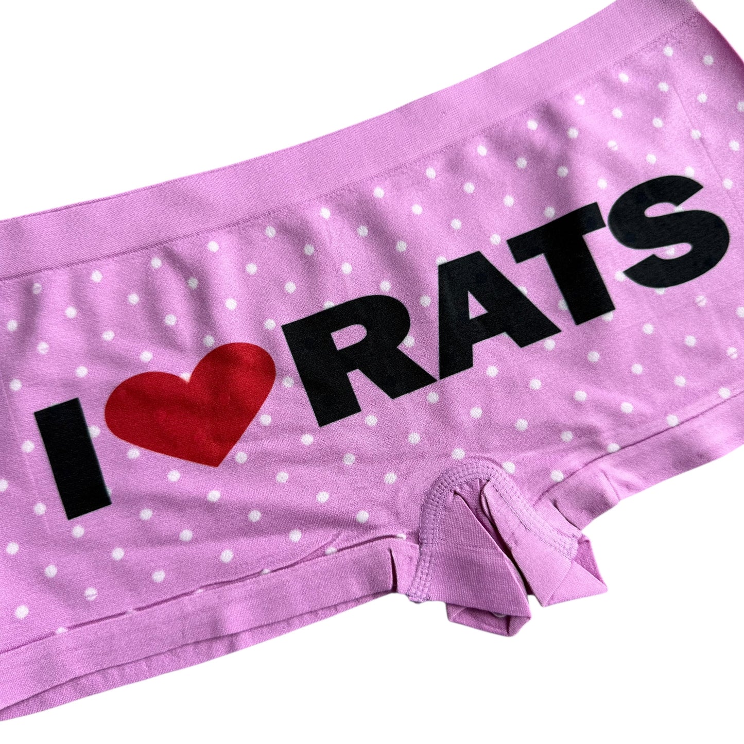 I LOVE RATS PINK POLKA DOT BOY SHORT UNDIES - L