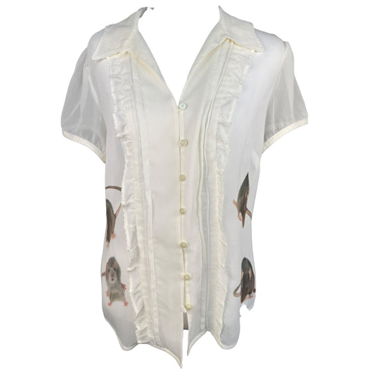 RAT RUFFLE WHITE BLOUSE - L